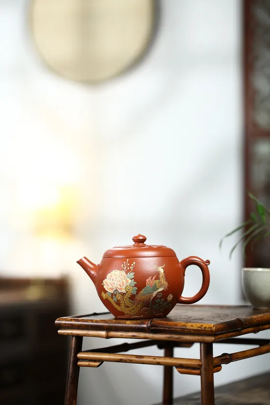 Yixing Zisha Teapot, Phoenix & Peony Design, Masterpiece Collection 1