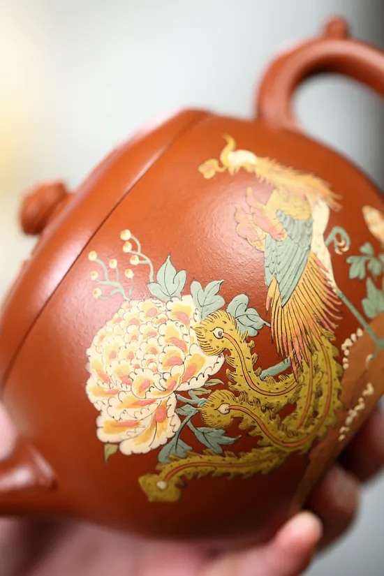 Yixing Zisha Teapot, Phoenix & Peony Design, Masterpiece Collection 3