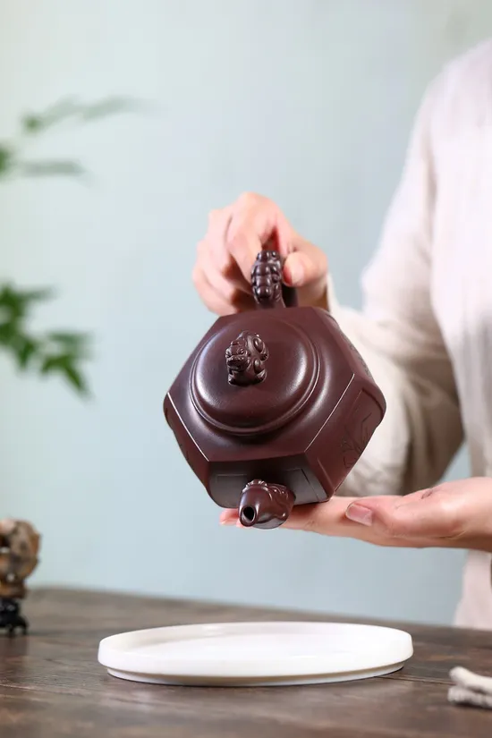 Premium Yixing Clay Teapot 540cc | Artisan Crafted Dragon Design 6
