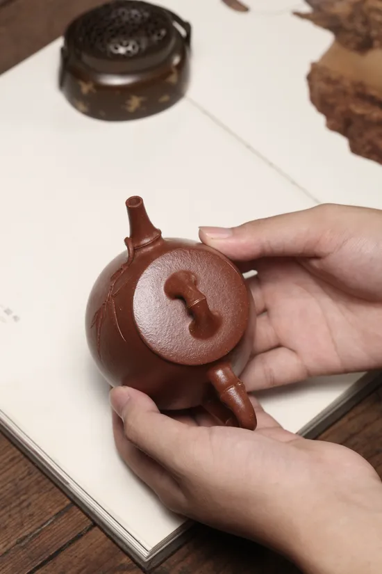 Yixing Zisha Teapot | Bamboo Design | Handcrafted Artisan Clay Pot 5