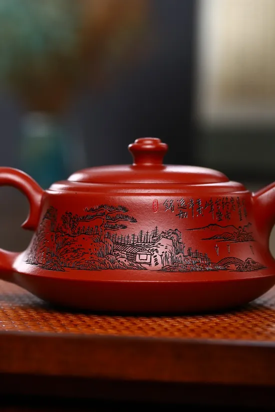 Zisha Teapots: Da Hong Pao clay | landscape carving 2
