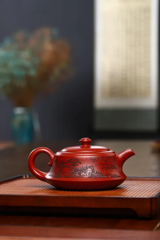 Zisha Teapots: Da Hong Pao clay | landscape carving 5