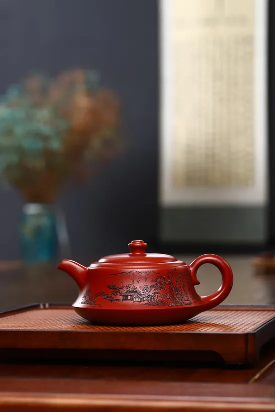 Zisha Teapots: Da Hong Pao clay | landscape carving 6