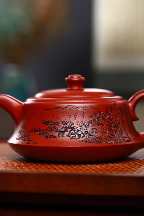 Zisha Teapots: Da Hong Pao clay | landscape carving 8