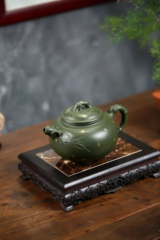 Yixing Zisha Teapot - Three-Legged Bamboo Tripod by Jiang Yaping 5