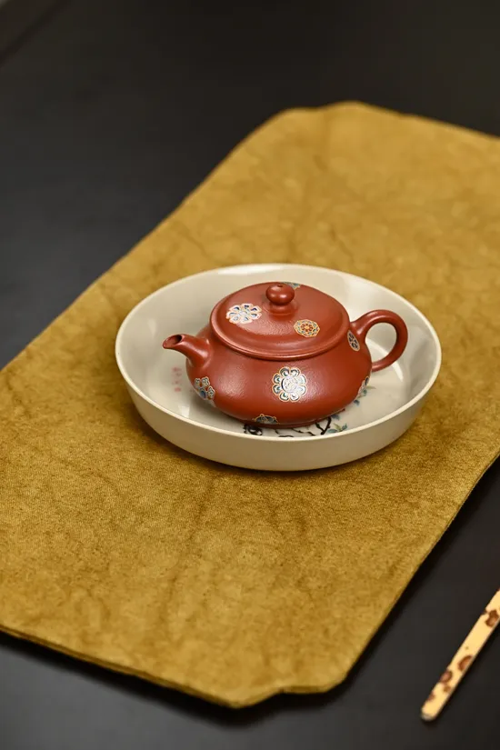 Handcrafted Yixing Teapot - Artisan Minglu Enamel Floral Design 2
