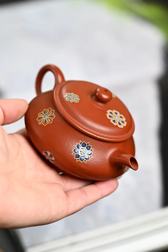 Handcrafted Yixing Teapot - Artisan Minglu Enamel Floral Design 3
