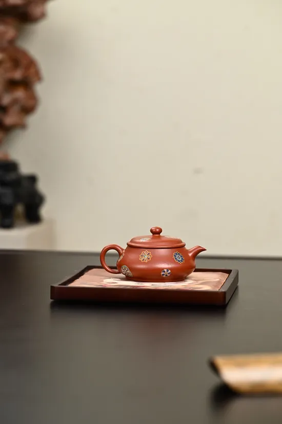 Handcrafted Yixing Teapot - Artisan Minglu Enamel Floral Design 4