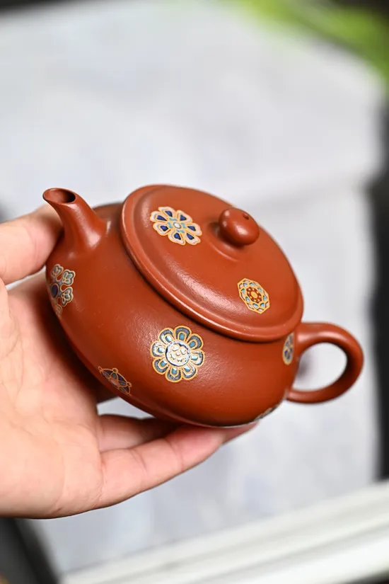 Handcrafted Yixing Teapot - Artisan Minglu Enamel Floral Design 5