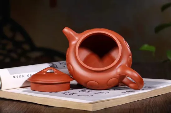 Yixing Zisha Teapot - Antique Ruyi Design, Premium Golden Clay 7