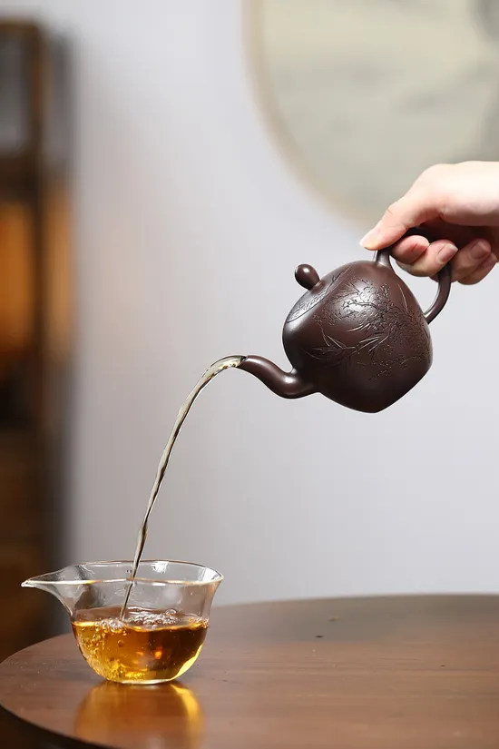 Yixing Zisha Teapot - Mastercrafted Clay Pot with Artistic Engravings 2