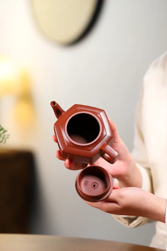 Yixing Zisha Teapot Six Snowflakes - Handcrafted Purple Clay Art 8