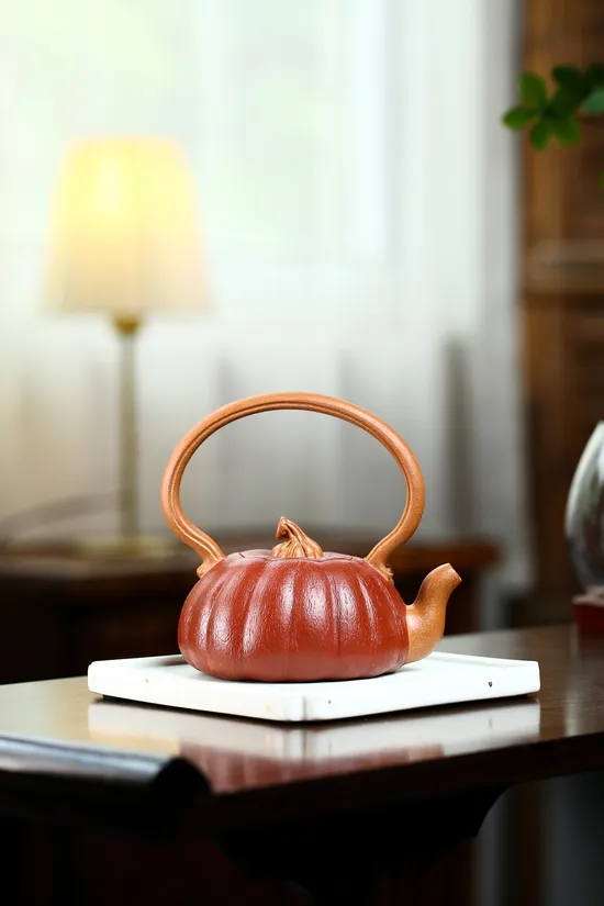 Yixing Zisha Teapot | Rare Collectible Pumpkin Design | Handcrafted 4