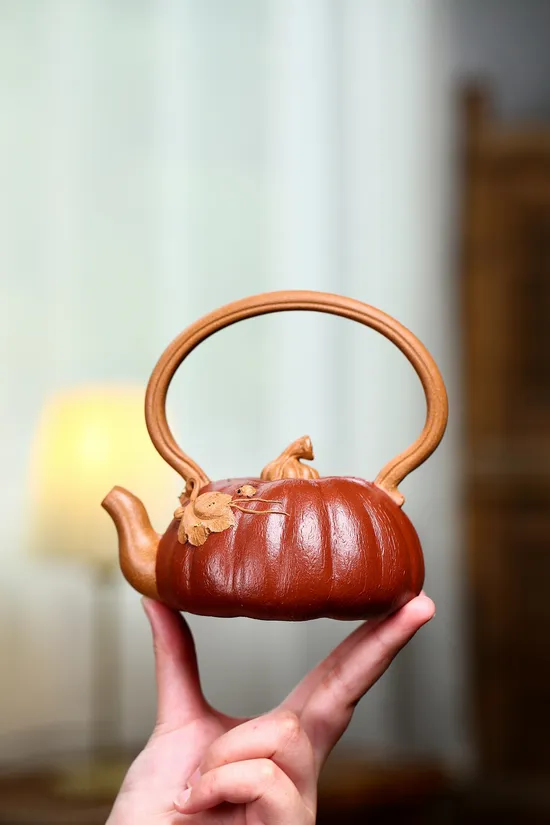 Yixing Zisha Teapot | Rare Collectible Pumpkin Design | Handcrafted 6