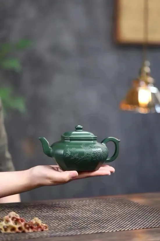Premium Yixing Zisha Clay Teapot - Rare Green Clay, Handcrafted Artistry 1