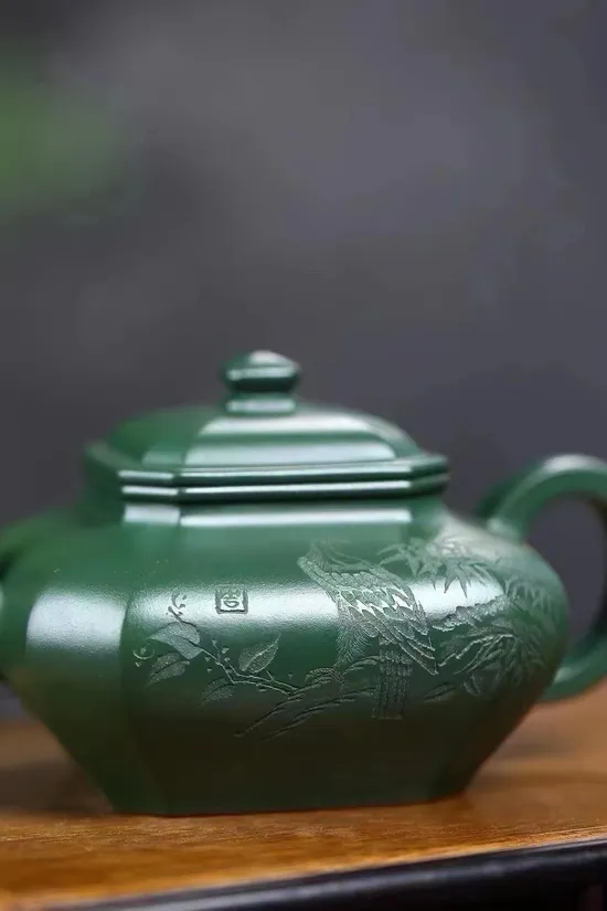 Premium Yixing Zisha Clay Teapot - Rare Green Clay, Handcrafted Artistry 2