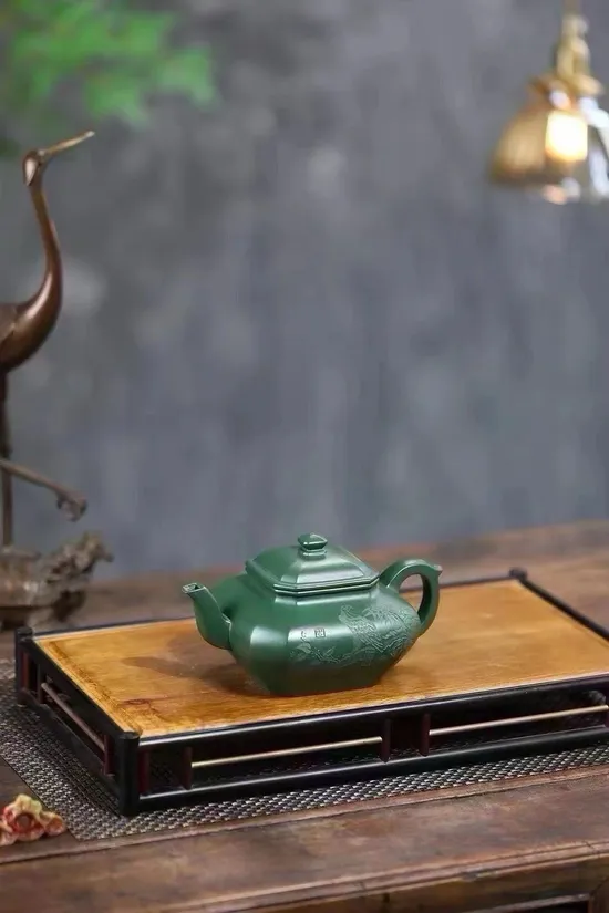 Premium Yixing Zisha Clay Teapot - Rare Green Clay, Handcrafted Artistry 3