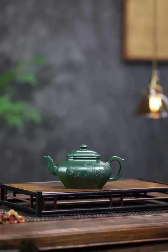 Premium Yixing Zisha Clay Teapot - Rare Green Clay, Handcrafted Artistry 4