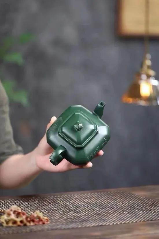 Premium Yixing Zisha Clay Teapot - Rare Green Clay, Handcrafted Artistry 8