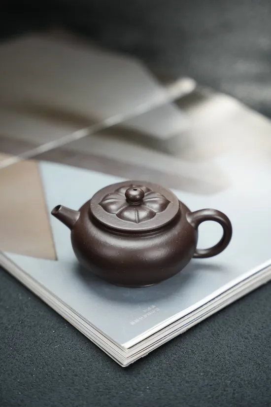 Handcrafted Yixing Purple Clay Teapot - 160cc Antique Celadon Design 3