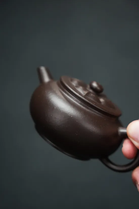 Handcrafted Yixing Purple Clay Teapot - 160cc Antique Celadon Design 4