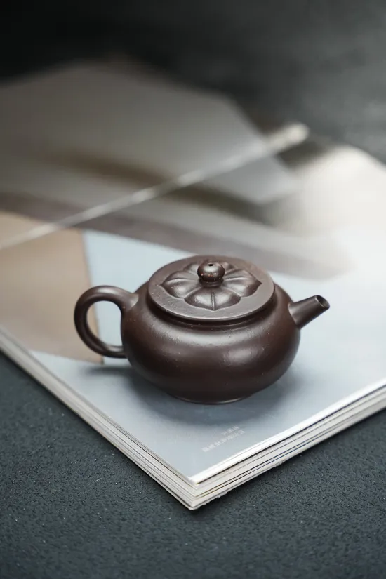 Handcrafted Yixing Purple Clay Teapot - 160cc Antique Celadon Design 5