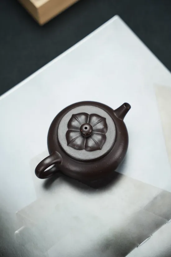 Handcrafted Yixing Purple Clay Teapot - 160cc Antique Celadon Design 7
