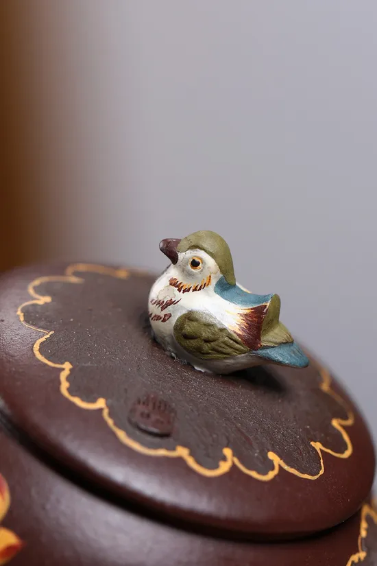 Yixing Teapot | Handcrafted Zisha Clay Teapot with Mandarin Duck Design 6