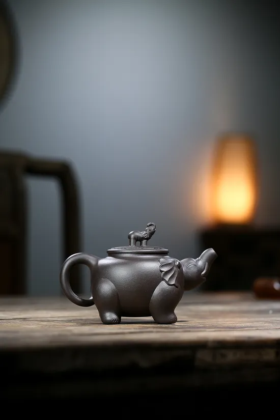 Yixing Clay Teapot 400cc - Yang Junbao Handcrafted Elephant Design Pottery 3