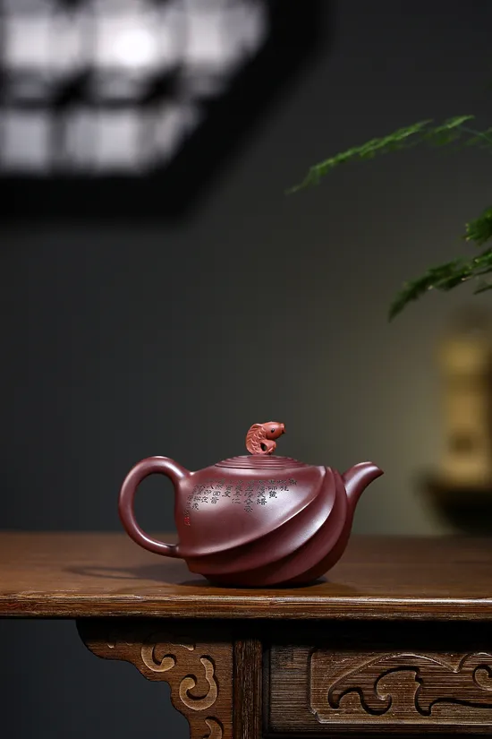 Zisha Teapots: rare purple eggplant clay | Fish Leaping Through the Dragon Gate 5