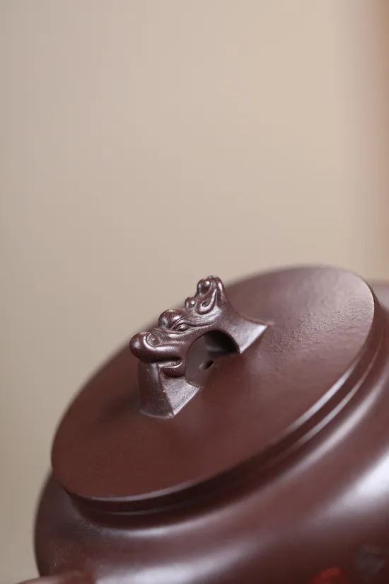 Zisha Teapots: Prosperous Dragon Palace Lantern | deep-well old purple clay 2