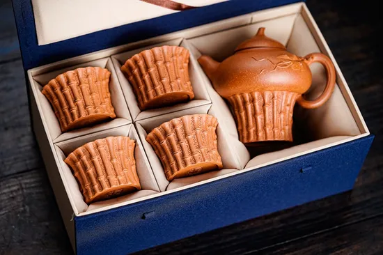 Yixing Zisha Teapot Set | Handcrafted Bamboo Design | Artisan Collection 2