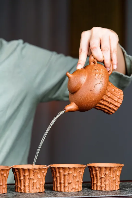 Yixing Zisha Teapot Set | Handcrafted Bamboo Design | Artisan Collection 3