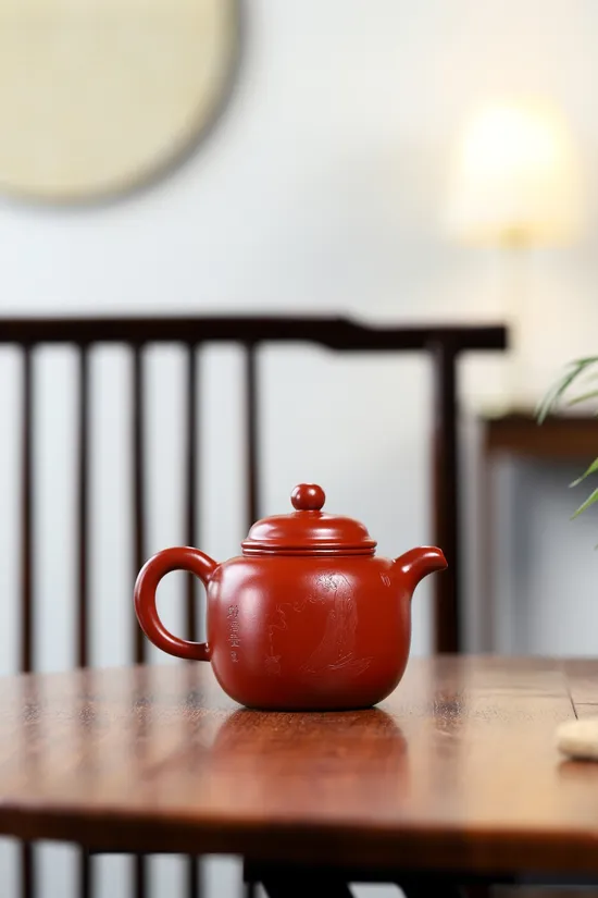 Zisha Teapots: Da Hong Pao clay | micro-engraved Heart Sutra 5
