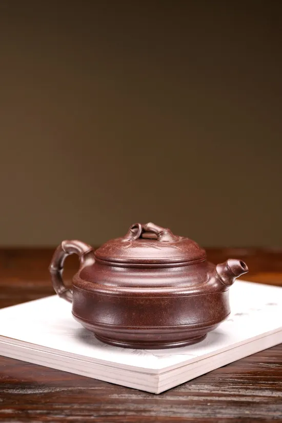 Zisha Teapots: Double Line Bamboo Drum | Tianxing clay 5