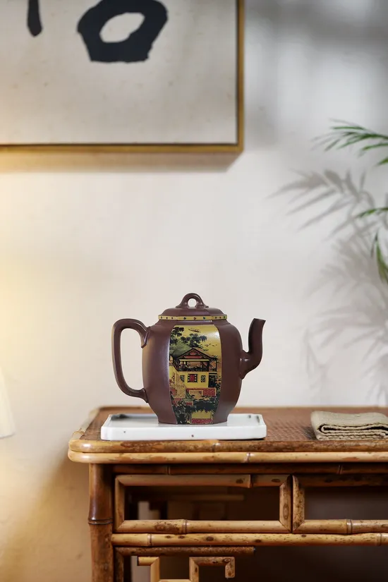 Premium Yixing Teapot: Tangka Art & Diamond Inlay Craftsmanship 4
