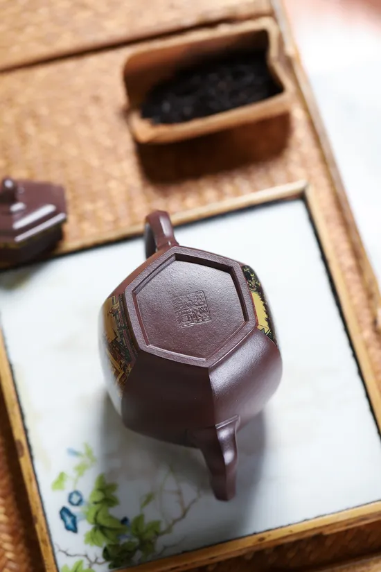 Premium Yixing Teapot: Tangka Art & Diamond Inlay Craftsmanship 6