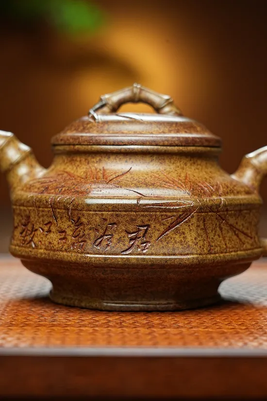Rare Tiger Skin Clay Yixing Teapot: Handcrafted Artisan Collectible 3