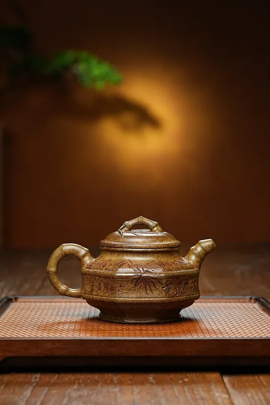 Rare Tiger Skin Clay Yixing Teapot: Handcrafted Artisan Collectible 4