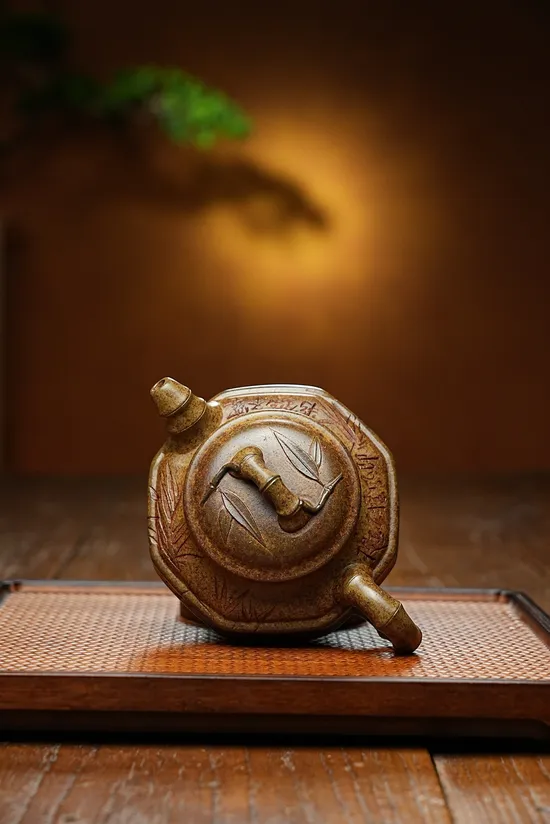 Rare Tiger Skin Clay Yixing Teapot: Handcrafted Artisan Collectible 6