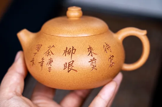 Yixing Zisha Wendan Teapot - Handcrafted Golden Clay Artistry 7