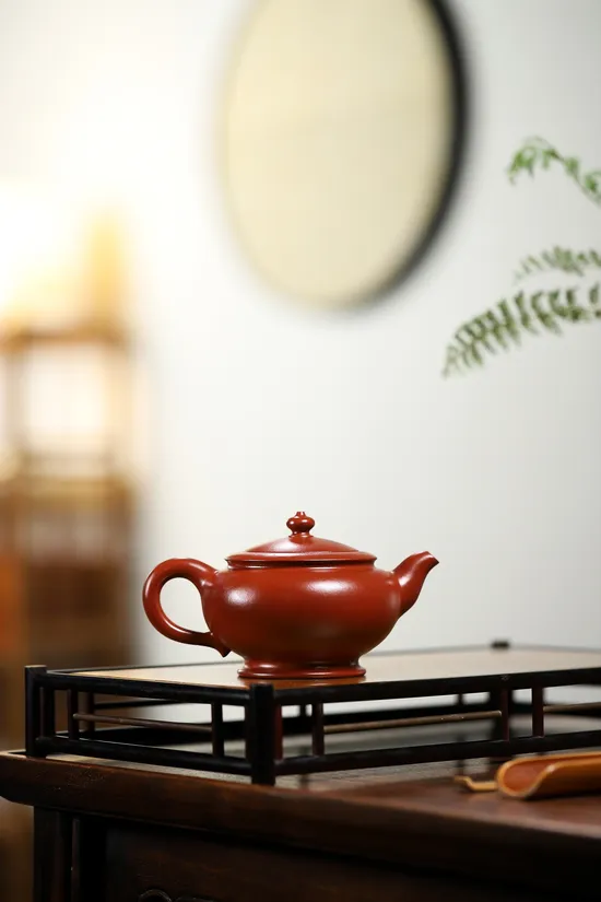 Zisha Teapots: Da Hong Pao clay | Fully Handmade Flat Smiling Cherry 2