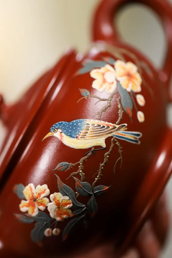 Zisha Teapots: Da Hong Pao clay | Fully Handmade Flat Smiling Cherry 5