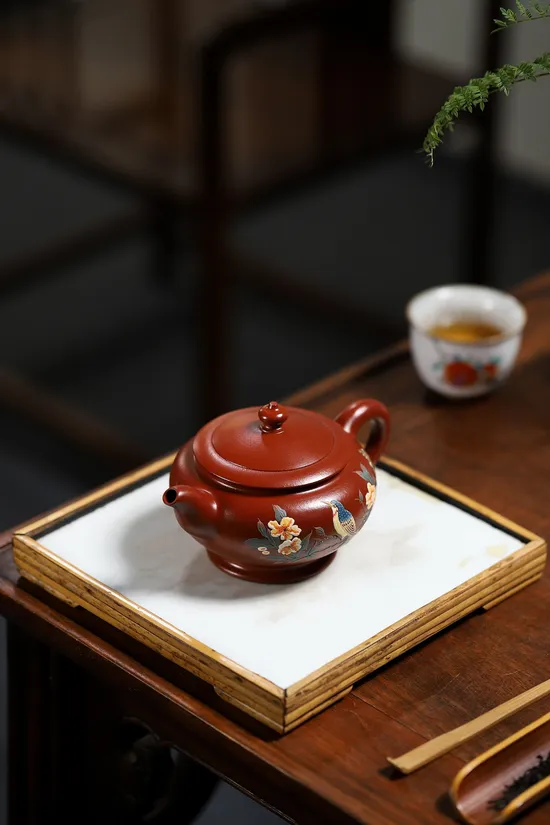 Zisha Teapots: Da Hong Pao clay | Fully Handmade Flat Smiling Cherry 7