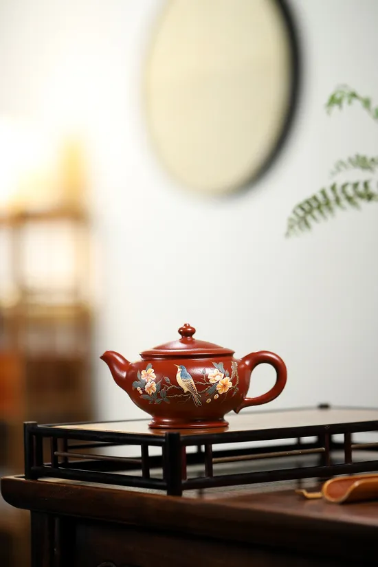 Zisha Teapots: Da Hong Pao clay | Fully Handmade Flat Smiling Cherry 9