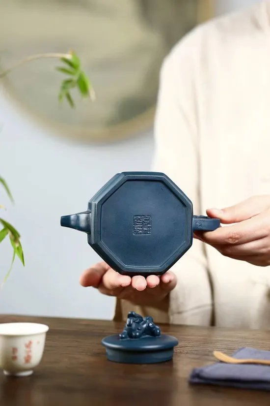 Yixing Zisha Teapot, Hexagonal Auspicious Beast, Handcrafted Collectible 6