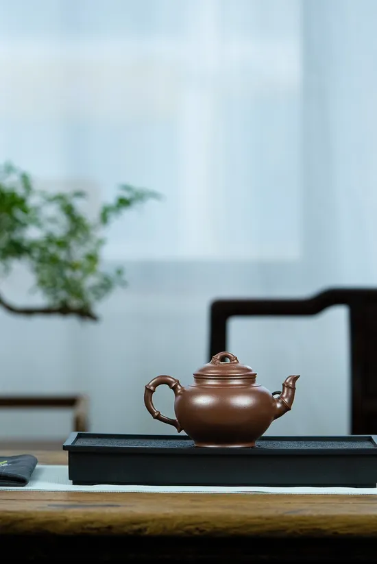 Zisha Teapots: Smile Cherry Bamboo Joint | family-collected old purple clay 2