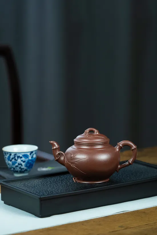 Zisha Teapots: Smile Cherry Bamboo Joint | family-collected old purple clay 3