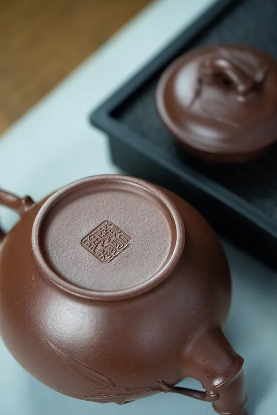 Zisha Teapots: Smile Cherry Bamboo Joint | family-collected old purple clay 4