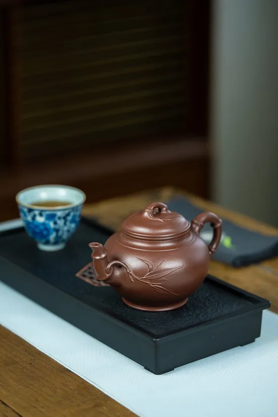 Zisha Teapots: Smile Cherry Bamboo Joint | family-collected old purple clay 9